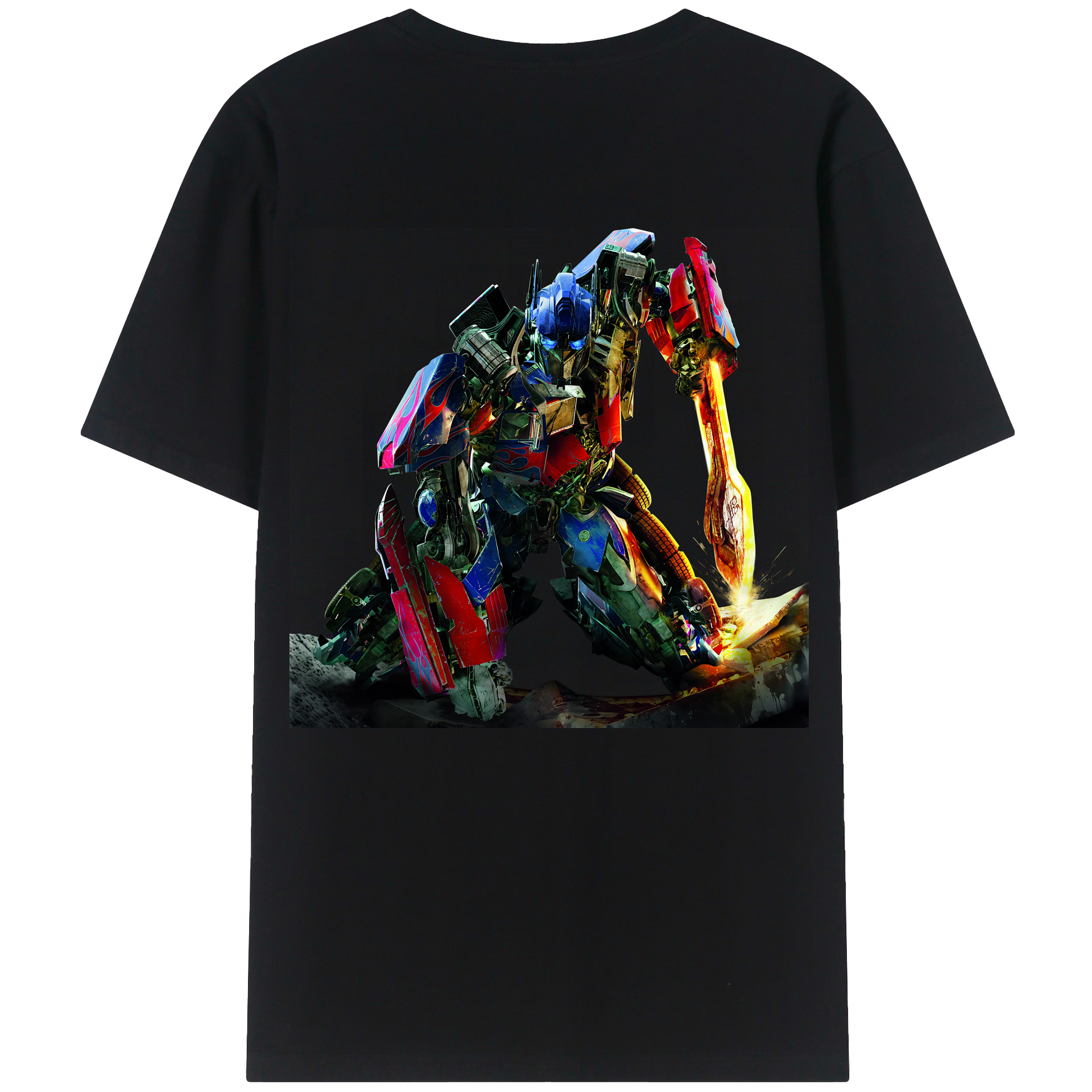 （画像用） Transformers トランスフォーマー 綿100％ メンズ半袖Tシャツ（バックプリント） 通気性