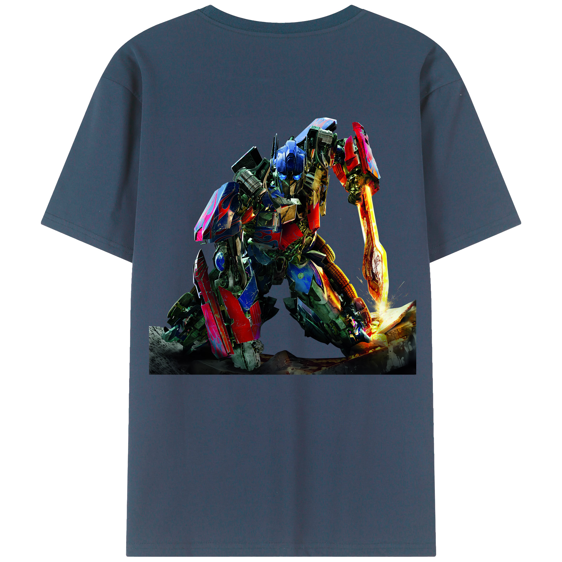 （画像用） Transformers トランスフォーマー 綿100％ メンズ半袖Tシャツ（バックプリント） 通気性