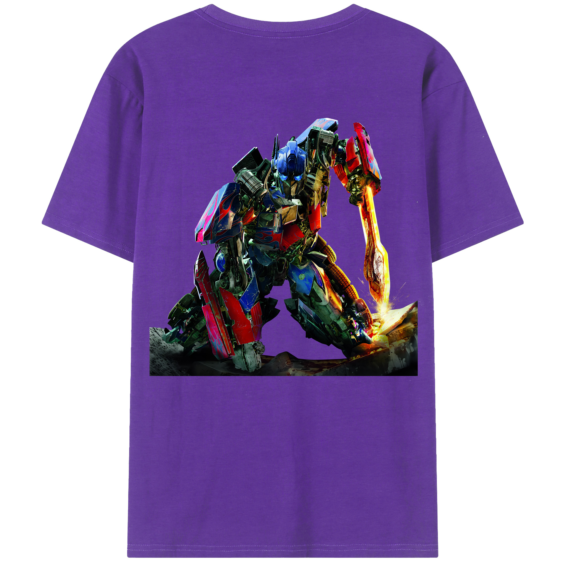 （画像用） Transformers トランスフォーマー 綿100％ メンズ半袖Tシャツ（バックプリント） 通気性