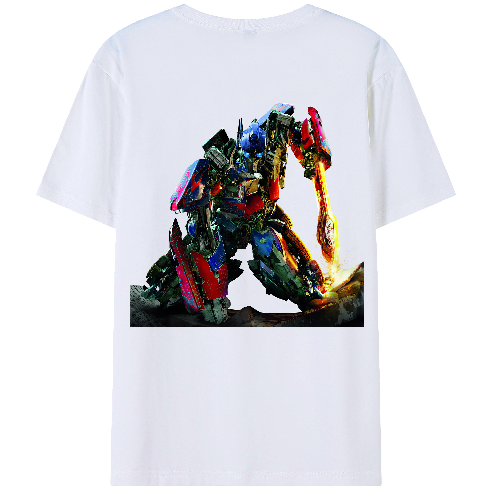 （画像用） Transformers トランスフォーマー 綿100％ メンズ半袖Tシャツ（バックプリント） 通気性