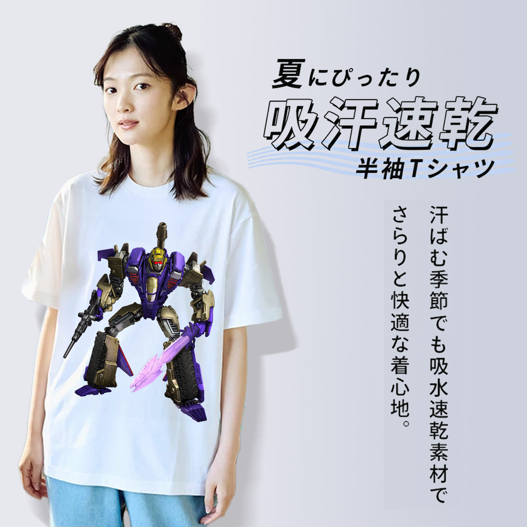 Transformers トランスフォーマー レディースカジュアルプリントTシャツ（綿100％）