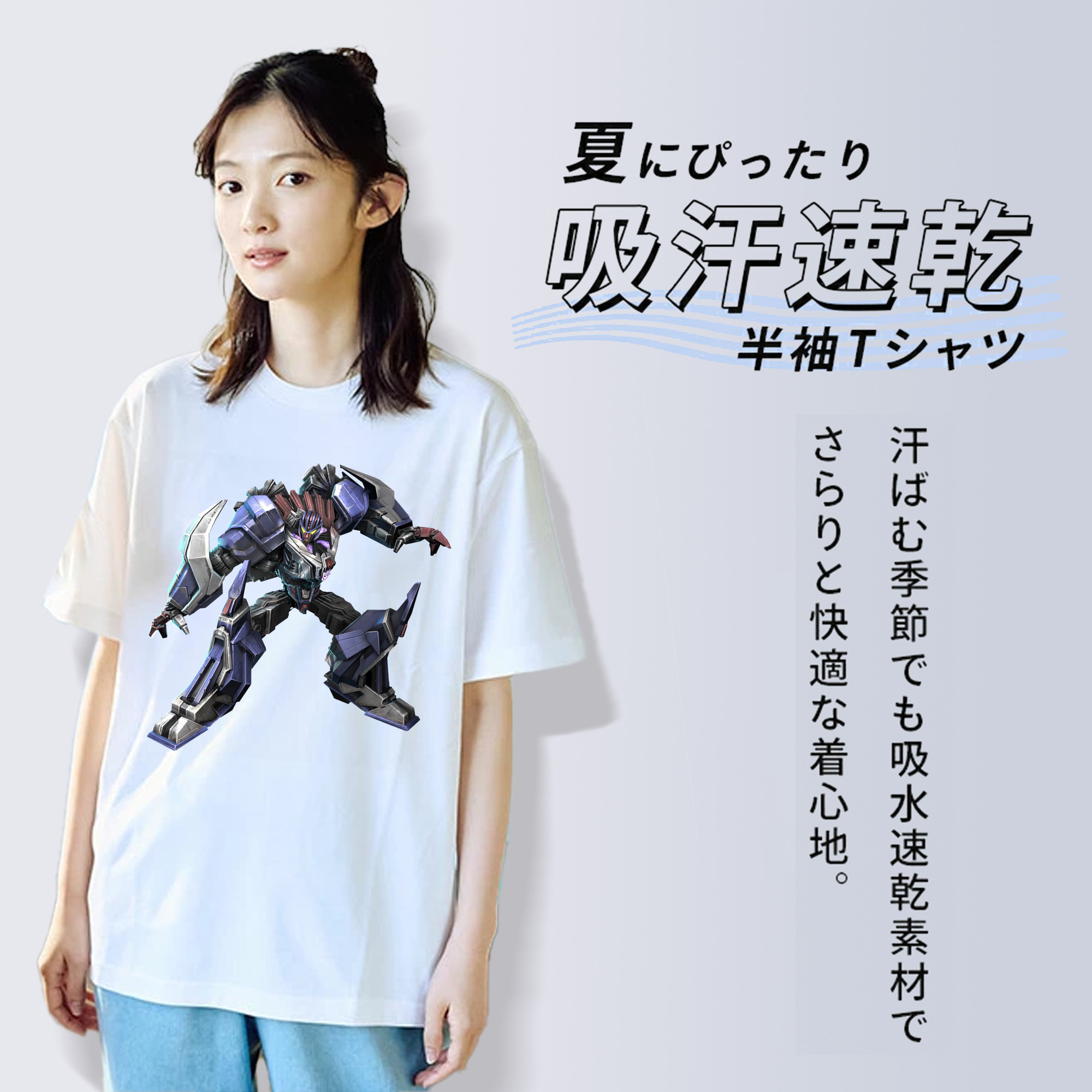Transformers トランスフォーマー レディースカジュアルプリントTシャツ（綿100％）