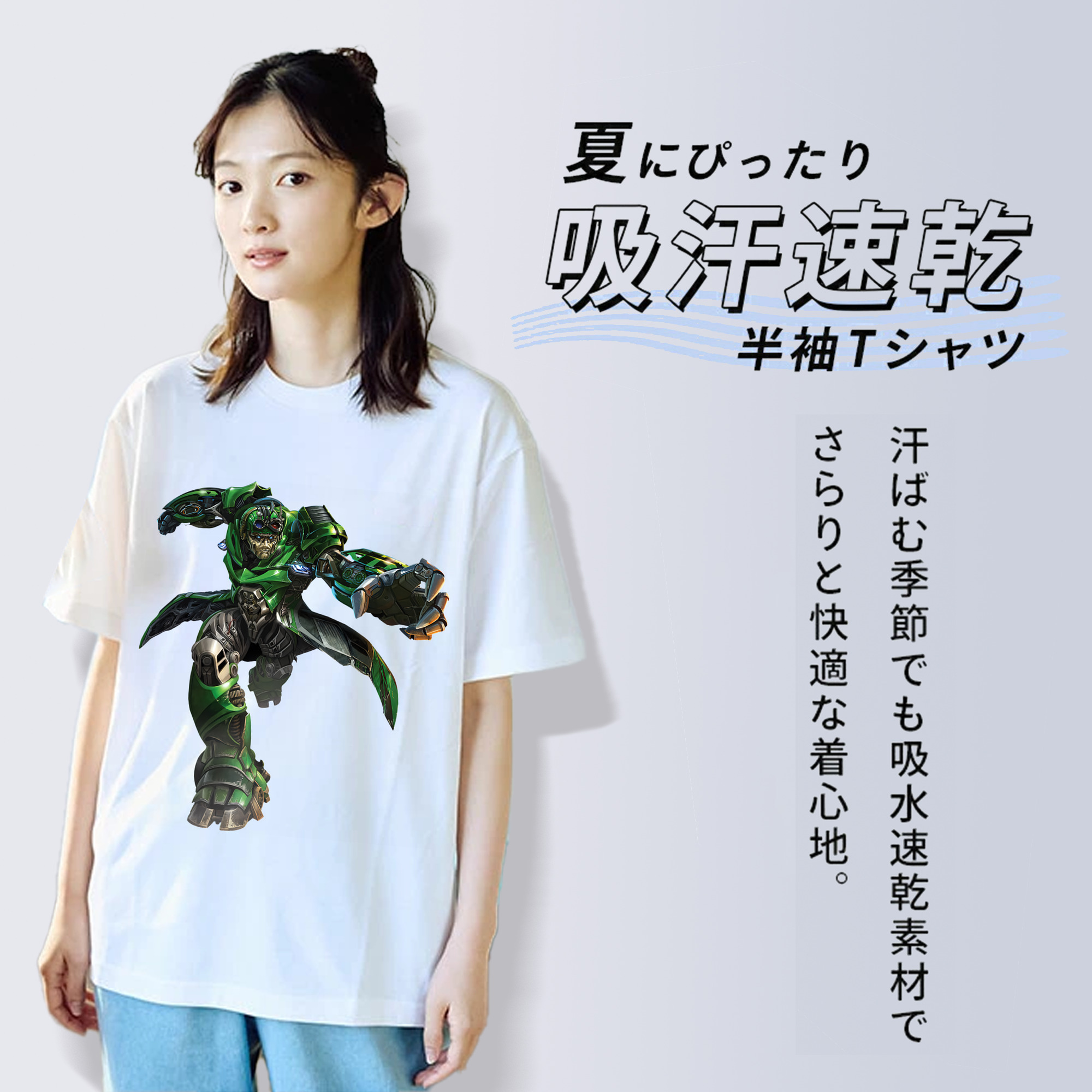 Transformers トランスフォーマー レディースカジュアルプリントTシャツ（綿100％）
