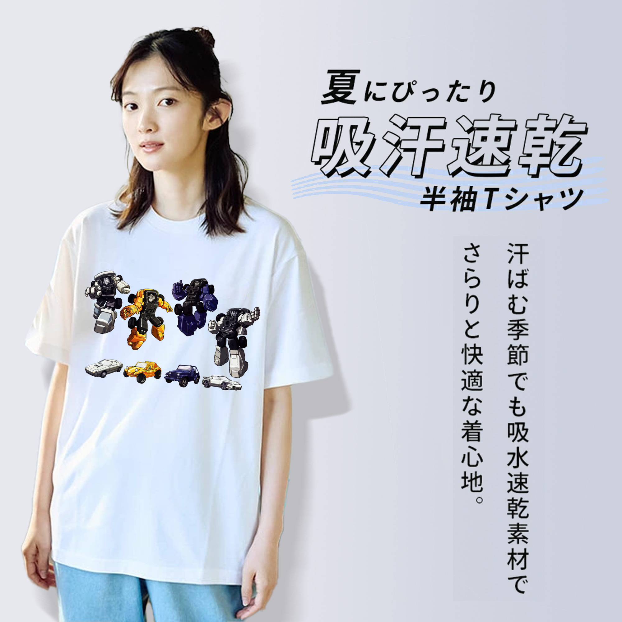 Transformers トランスフォーマー レディースカジュアルプリントTシャツ（綿100％）