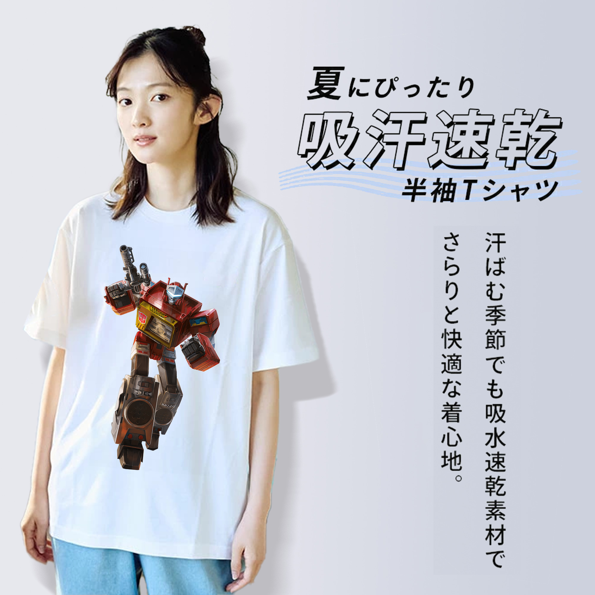 Transformers トランスフォーマー レディースカジュアルプリントTシャツ（綿100％）