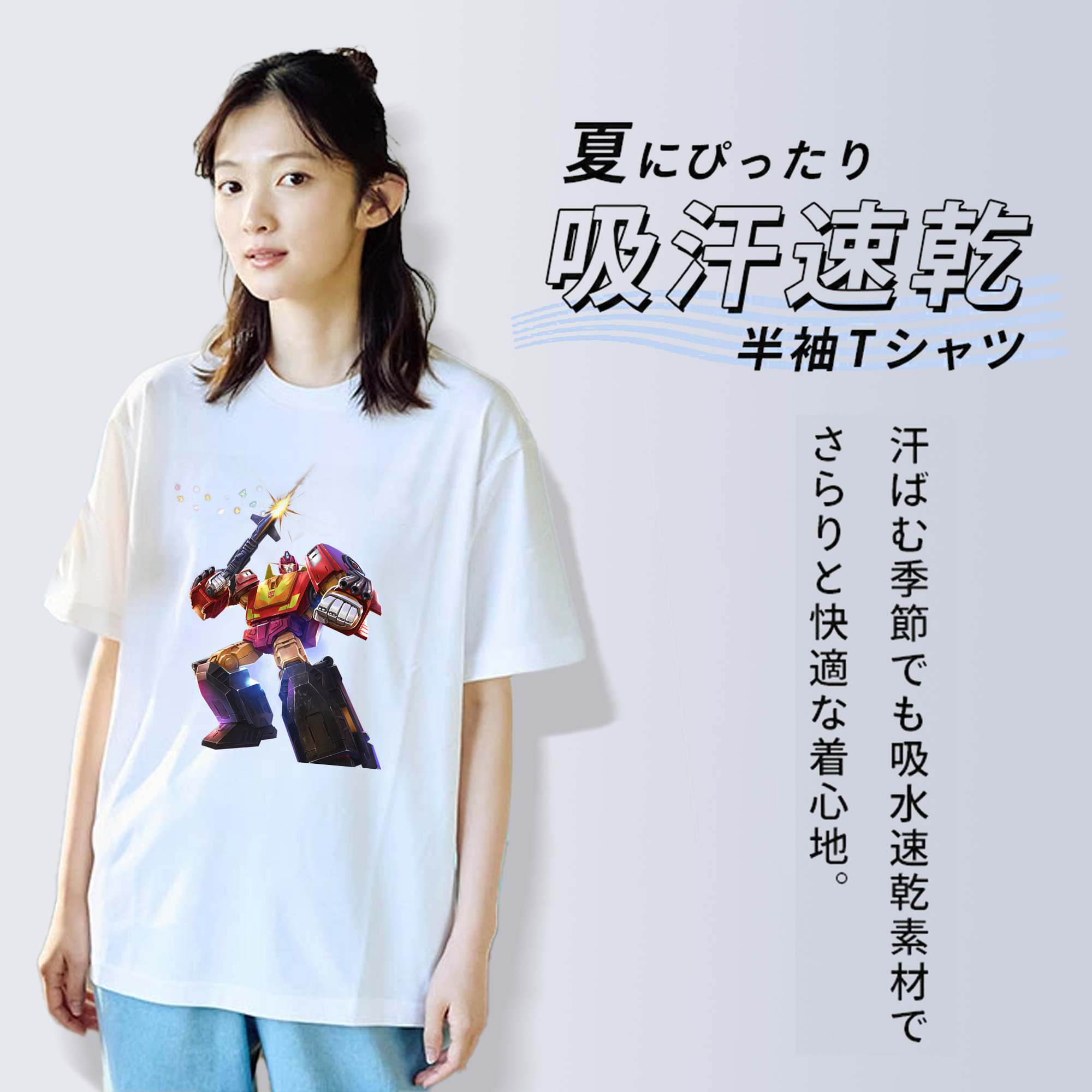 Transformers トランスフォーマー レディースカジュアルプリントTシャツ（綿100％）