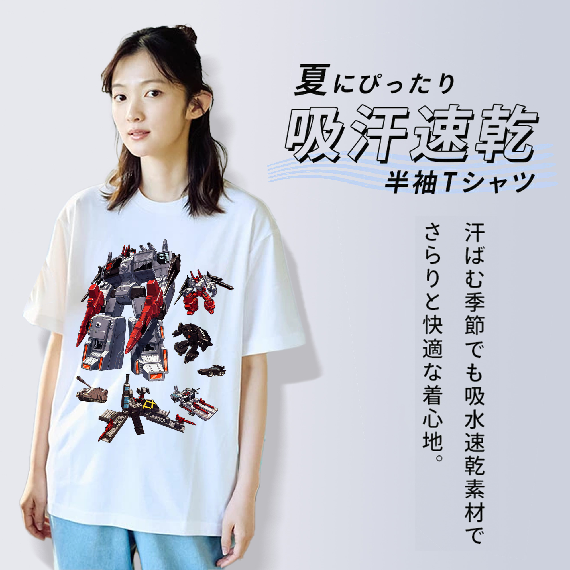 Transformers トランスフォーマー レディースカジュアルプリントTシャツ（綿100％）