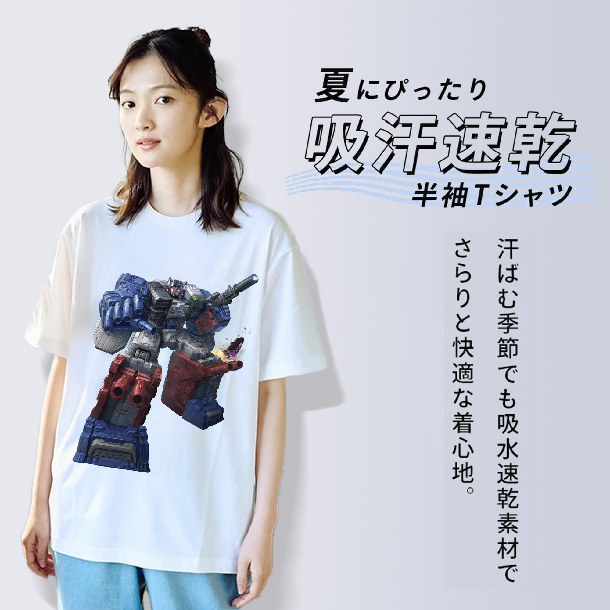 Transformers トランスフォーマー レディースカジュアルプリントTシャツ（綿100％）