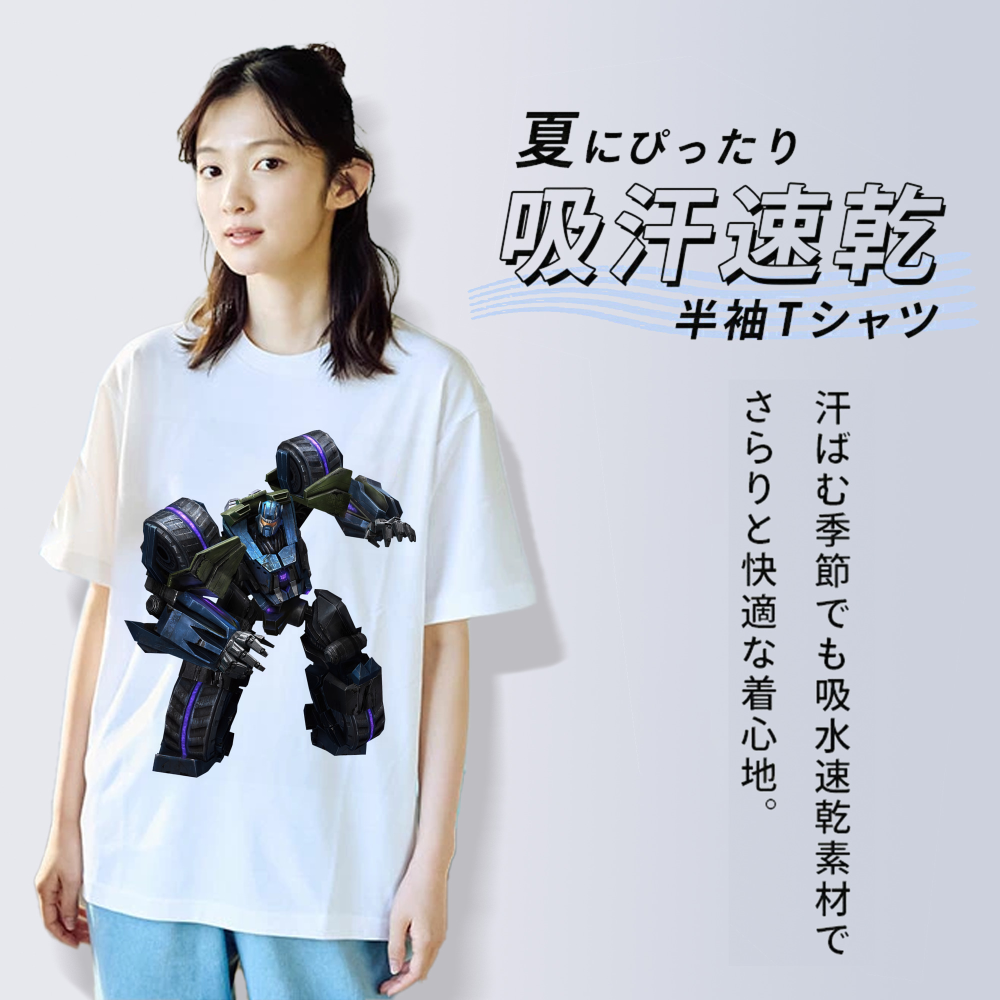 Transformers トランスフォーマー レディースカジュアルプリントTシャツ（綿100％）