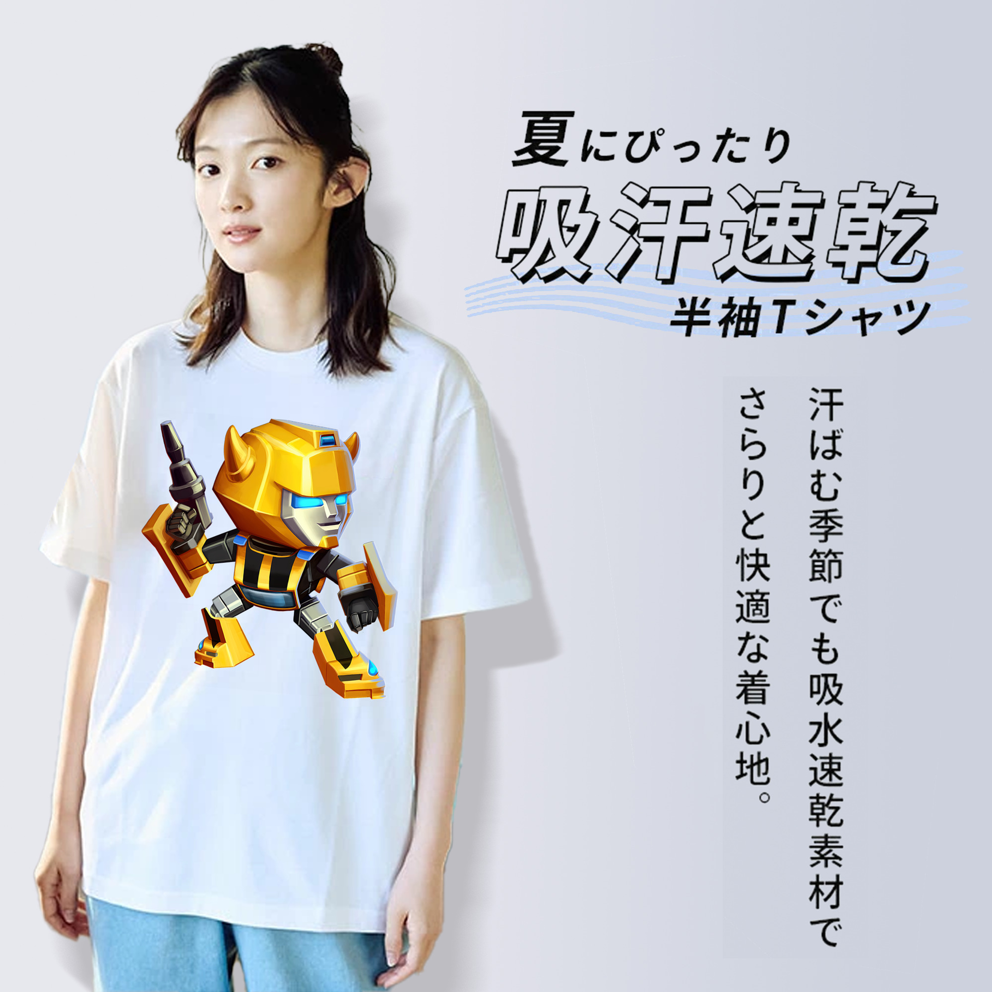 Transformers トランスフォーマー レディースカジュアルプリントTシャツ（綿100％）