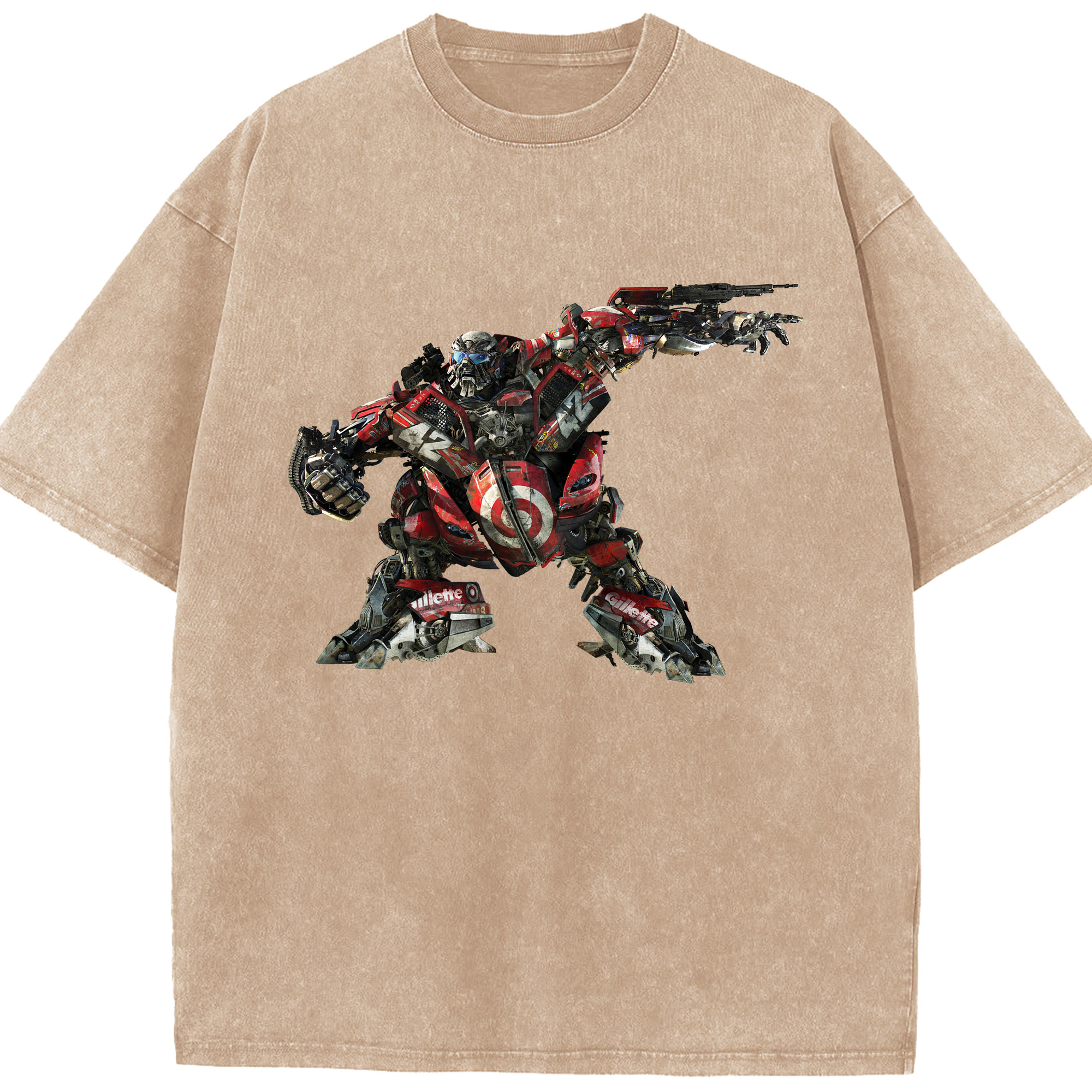 （画像用）  綿100% ヴィンテージ風 半袖Tシャツ（フロントプリント）