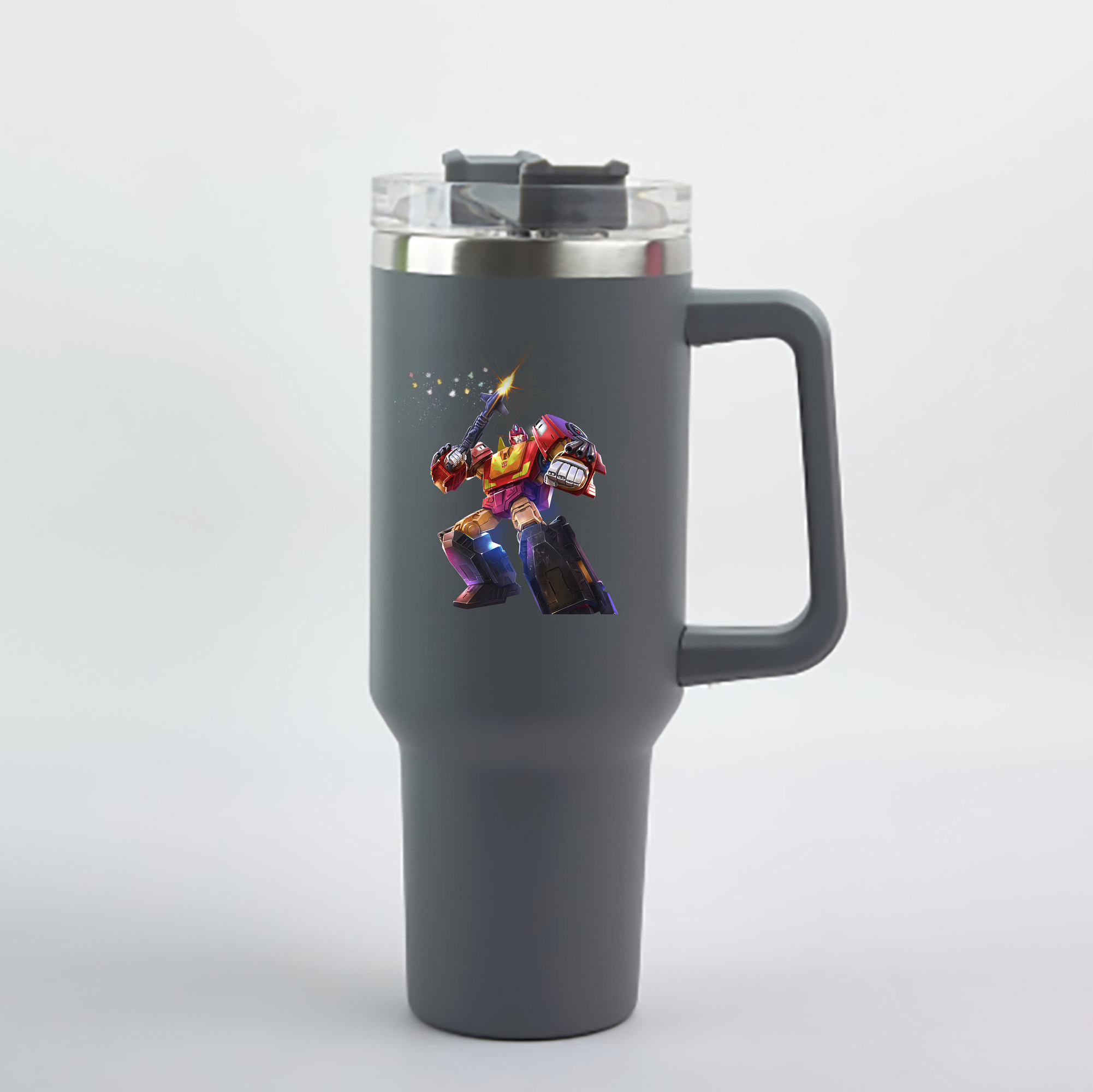 （画像用） Transformers トランスフォーマー 1200mL車用タンブラー - クリスタルステッカー（プラスチックストロー付き）