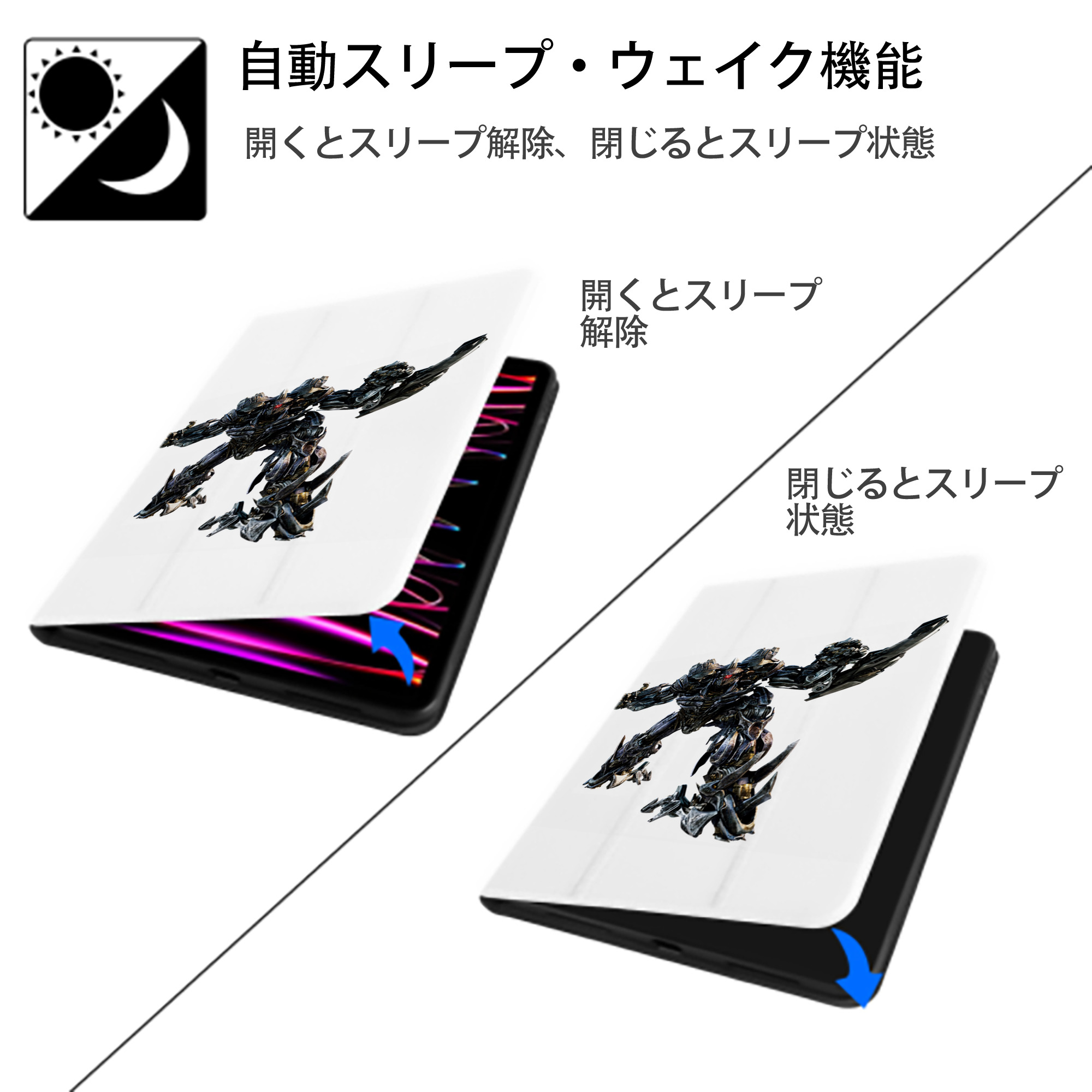 Transformers トランスフォーマー IPad ケース ペン収納付き 三つ折りスタンド PUレザー×シリコン 対応機種9.5/10.5/10.9インチ