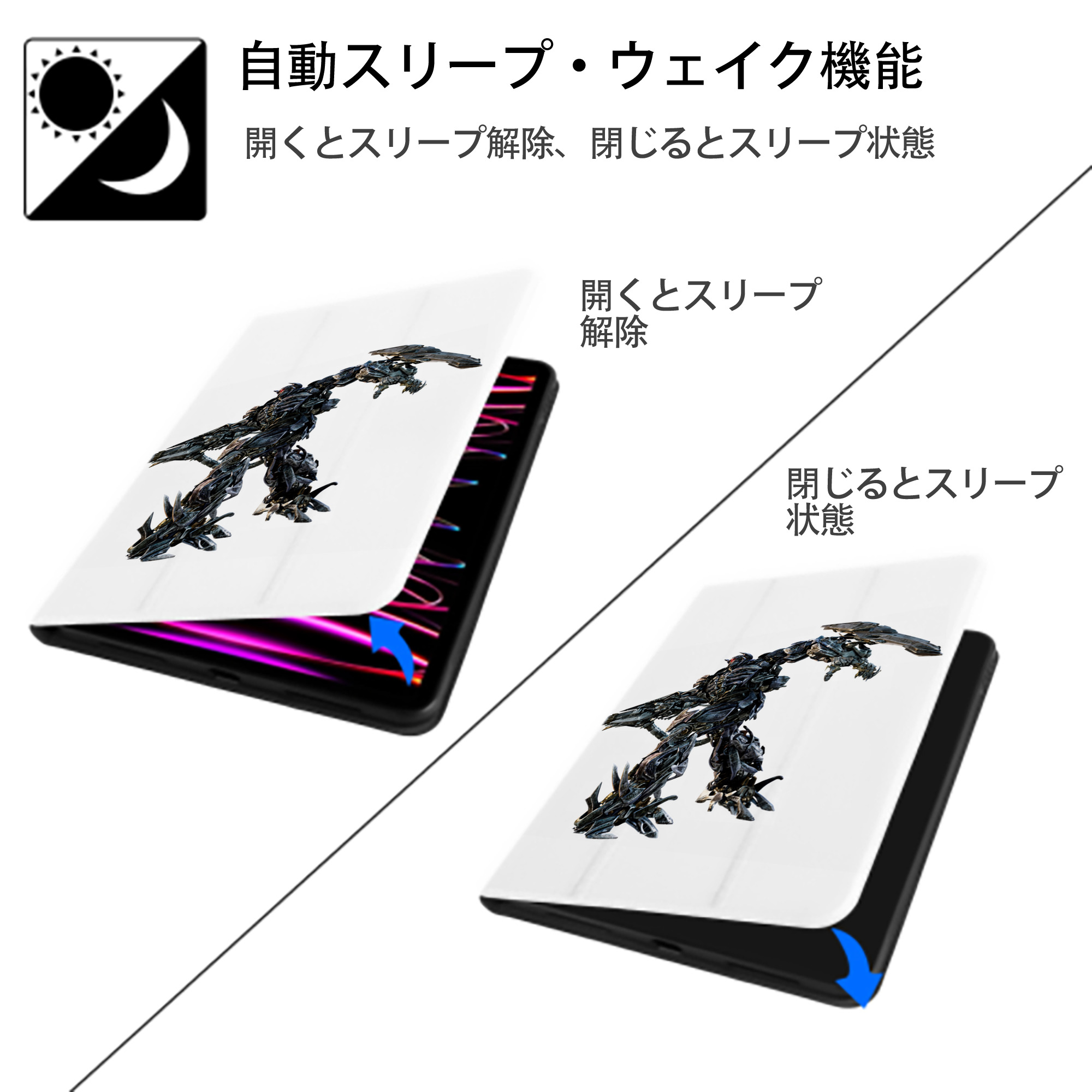 Transformers トランスフォーマー IPad ケース ペン収納付き 三つ折りスタンド PUレザー×シリコン 対応機種9.5/10.5/10.9インチ