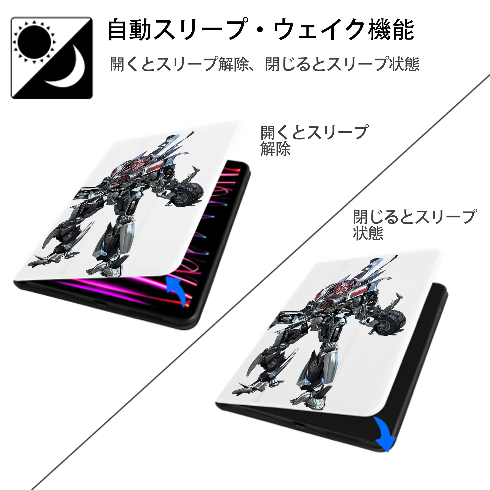 Transformers トランスフォーマー IPad ケース ペン収納付き 三つ折りスタンド PUレザー×シリコン 対応機種9.5/10.5/10.9インチ