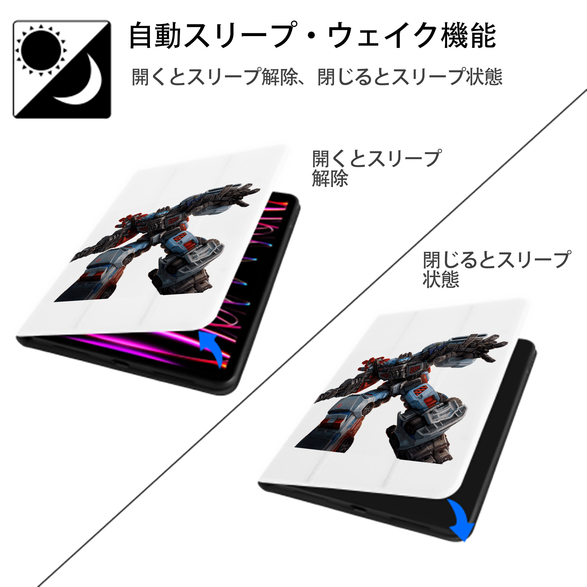 Transformers トランスフォーマー IPad ケース ペン収納付き 三つ折りスタンド PUレザー×シリコン 対応機種9.5/10.5/10.9インチ