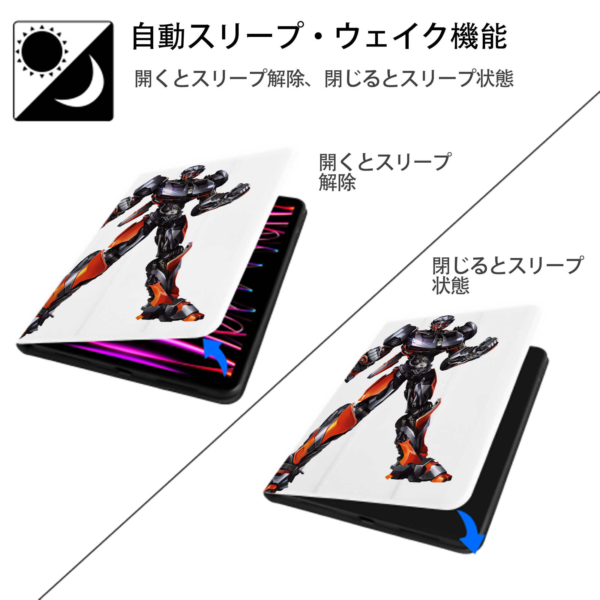 Transformers トランスフォーマー IPad ケース ペン収納付き 三つ折りスタンド PUレザー×シリコン 対応機種9.5/10.5/10.9インチ