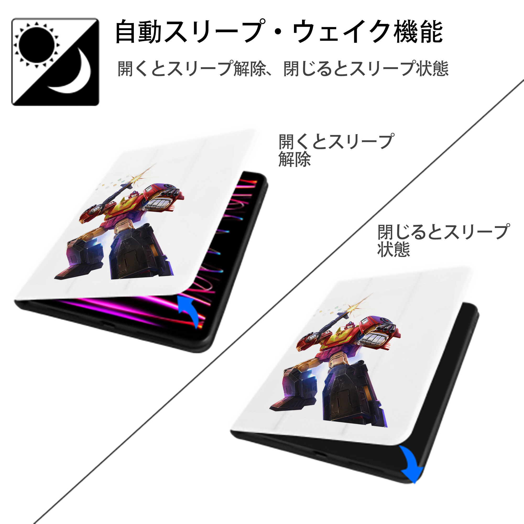 Transformers トランスフォーマー IPad ケース ペン収納付き 三つ折りスタンド PUレザー×シリコン 対応機種9.5/10.5/10.9インチ