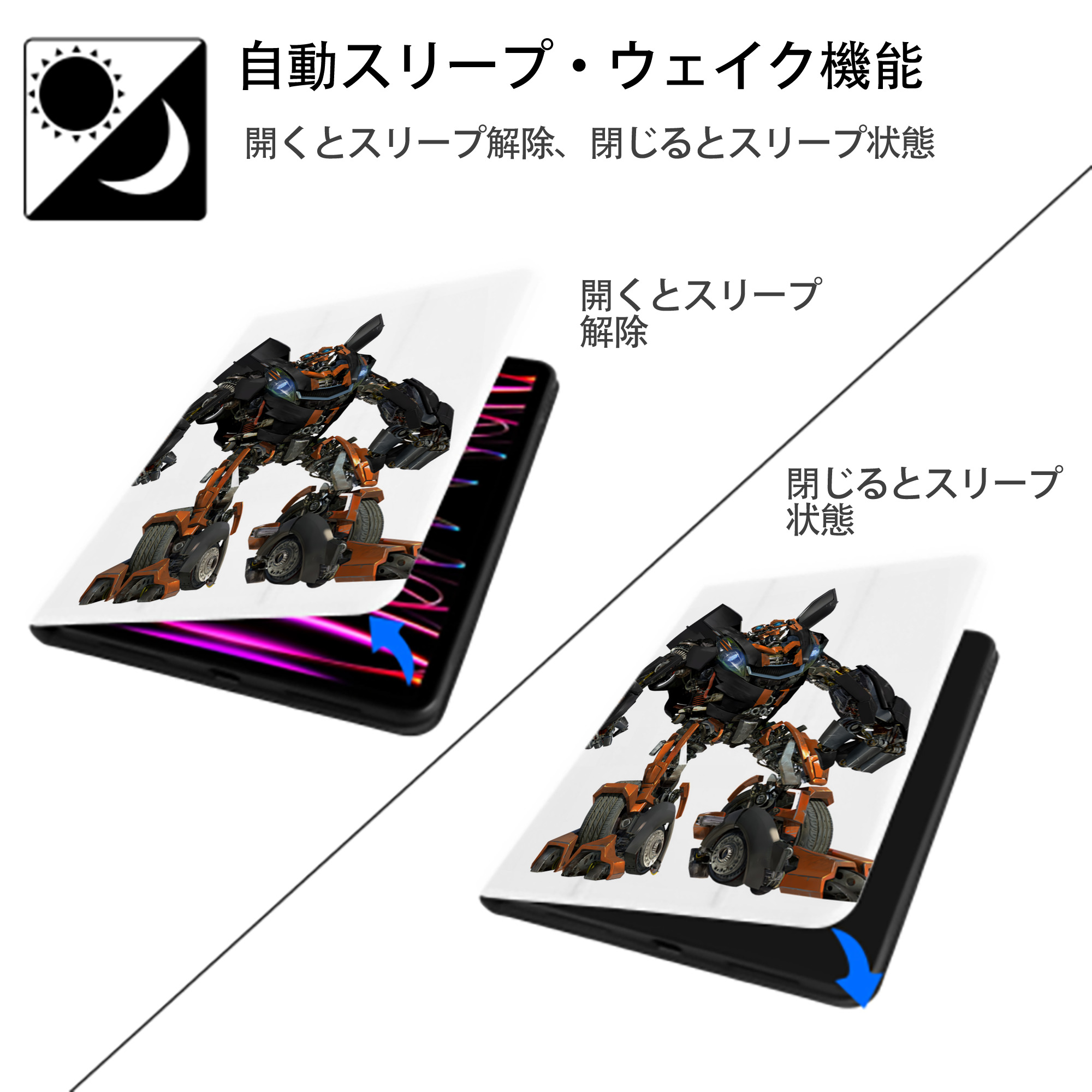 Transformers トランスフォーマー IPad ケース ペン収納付き 三つ折りスタンド PUレザー×シリコン 対応機種9.5/10.5/10.9インチ
