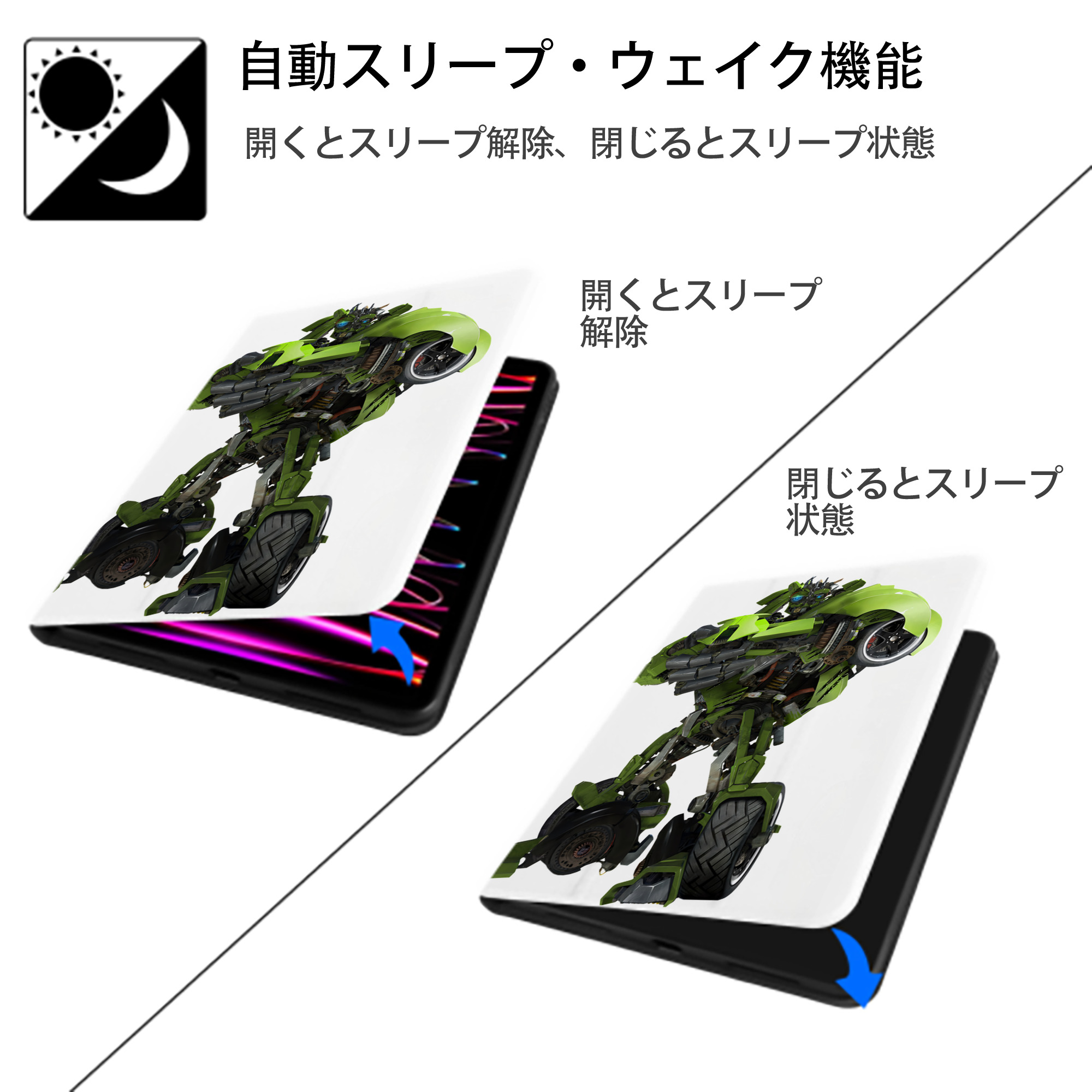 Transformers トランスフォーマー IPad ケース ペン収納付き 三つ折りスタンド PUレザー×シリコン 対応機種9.5/10.5/10.9インチ