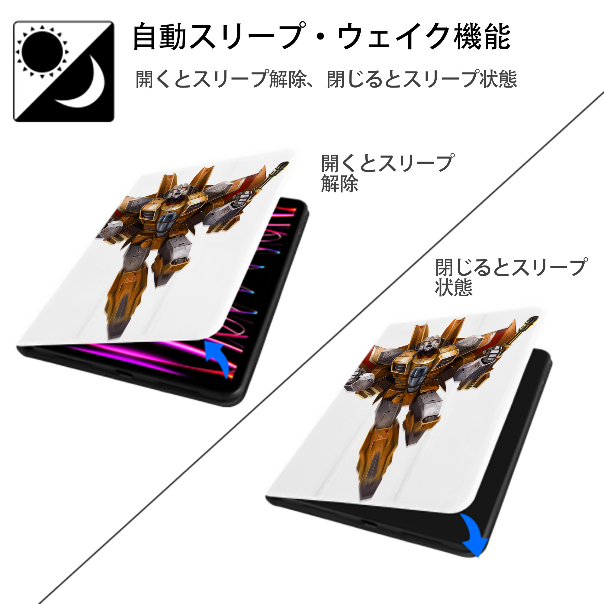 Transformers トランスフォーマー IPad ケース ペン収納付き 三つ折りスタンド PUレザー×シリコン 対応機種9.5/10.5/10.9インチ