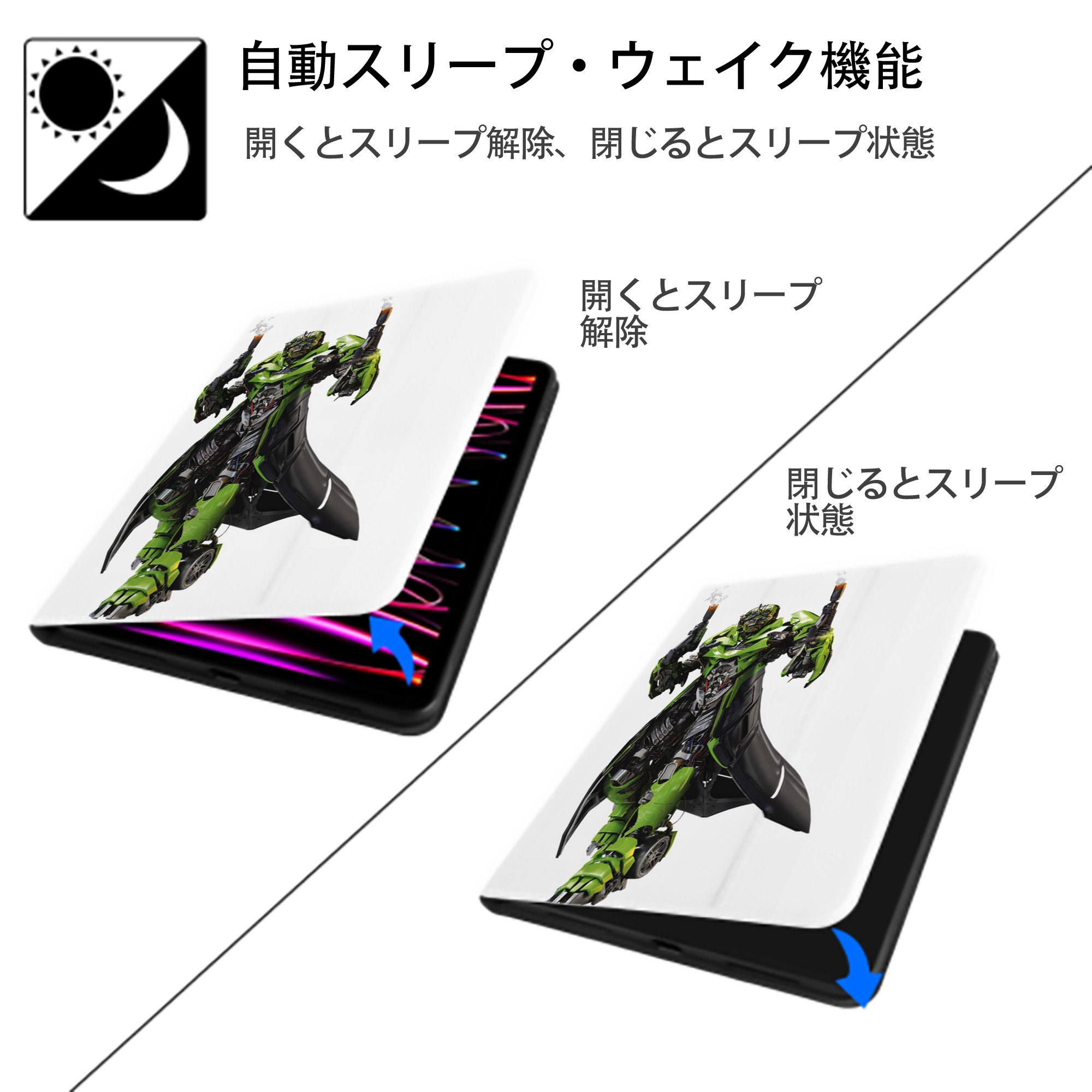 Transformers トランスフォーマー IPad ケース ペン収納付き 三つ折りスタンド PUレザー×シリコン 対応機種9.5/10.5/10.9インチ
