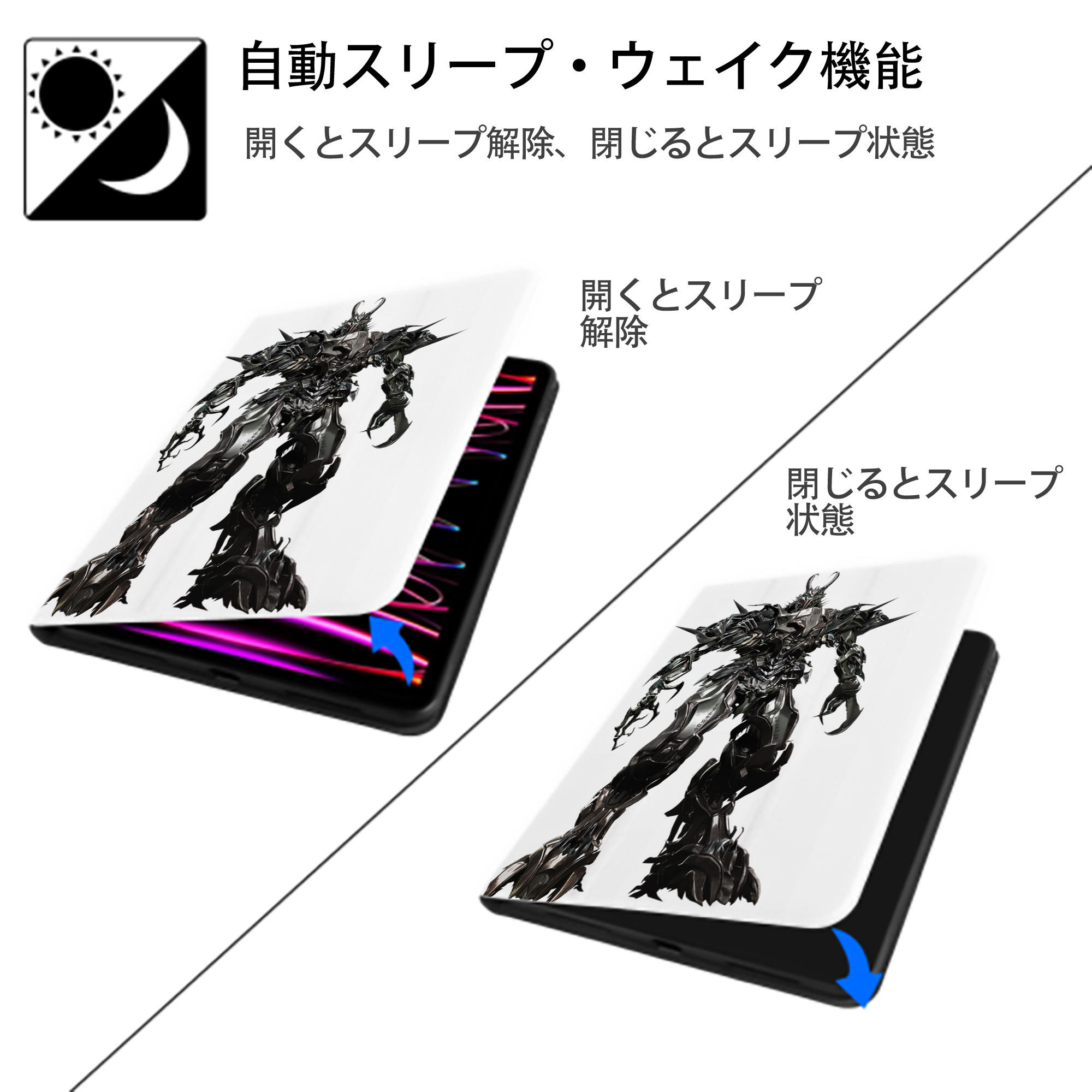 Transformers トランスフォーマー IPad ケース ペン収納付き 三つ折りスタンド PUレザー×シリコン 対応機種9.5/10.5/10.9インチ