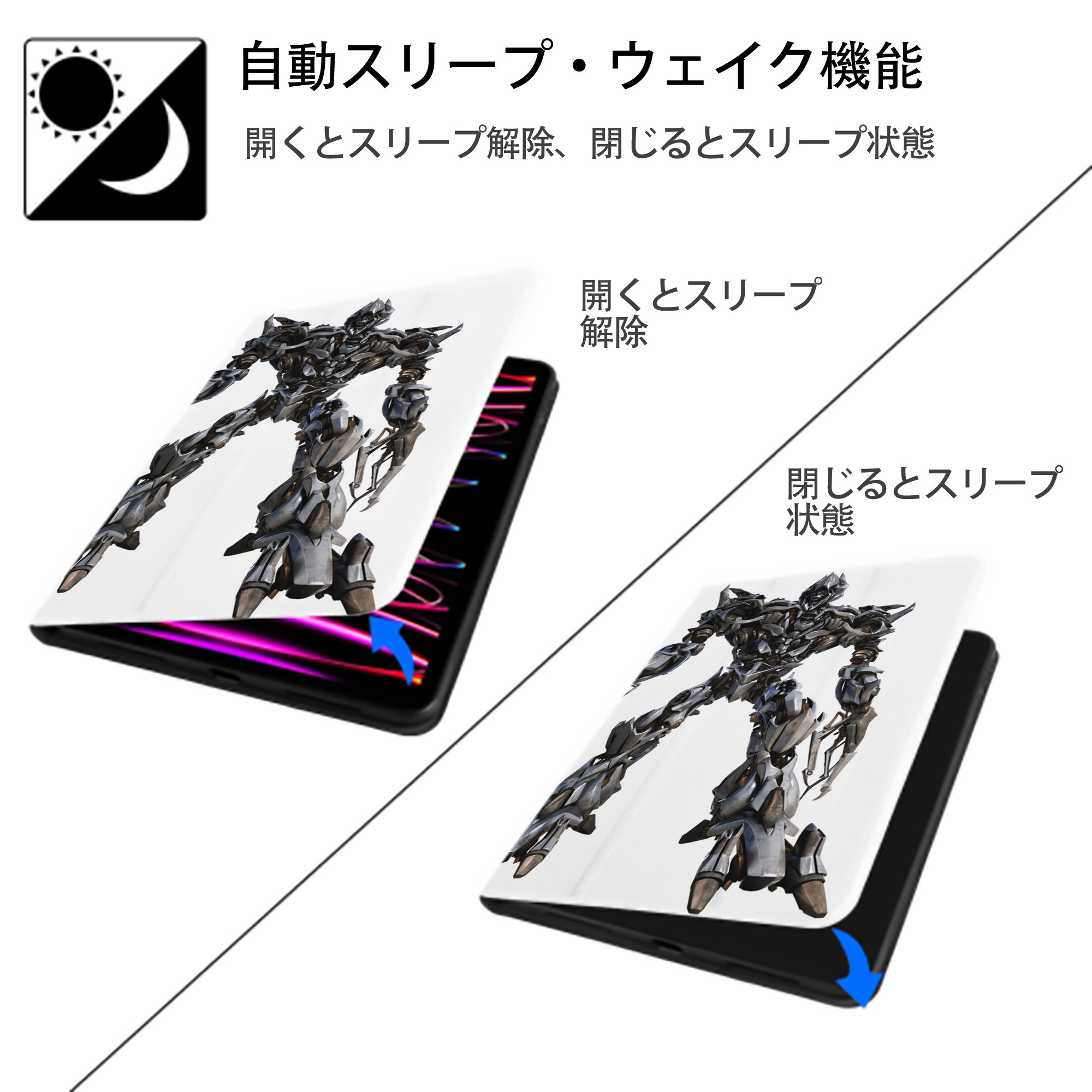 Transformers トランスフォーマー IPad ケース ペン収納付き 三つ折りスタンド PUレザー×シリコン 対応機種9.5/10.5/10.9インチ