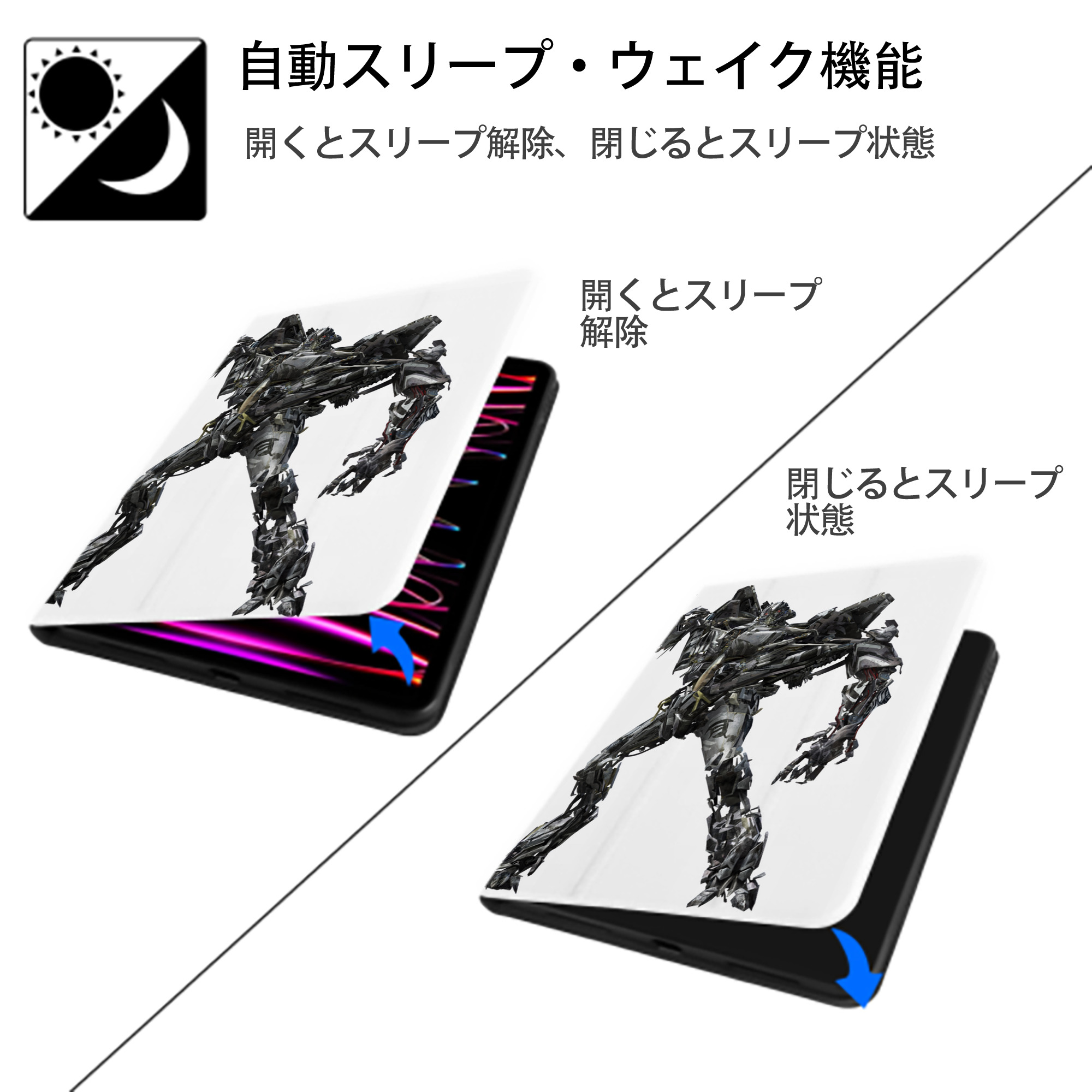 Transformers トランスフォーマー IPad ケース ペン収納付き 三つ折りスタンド PUレザー×シリコン 対応機種9.5/10.5/10.9インチ