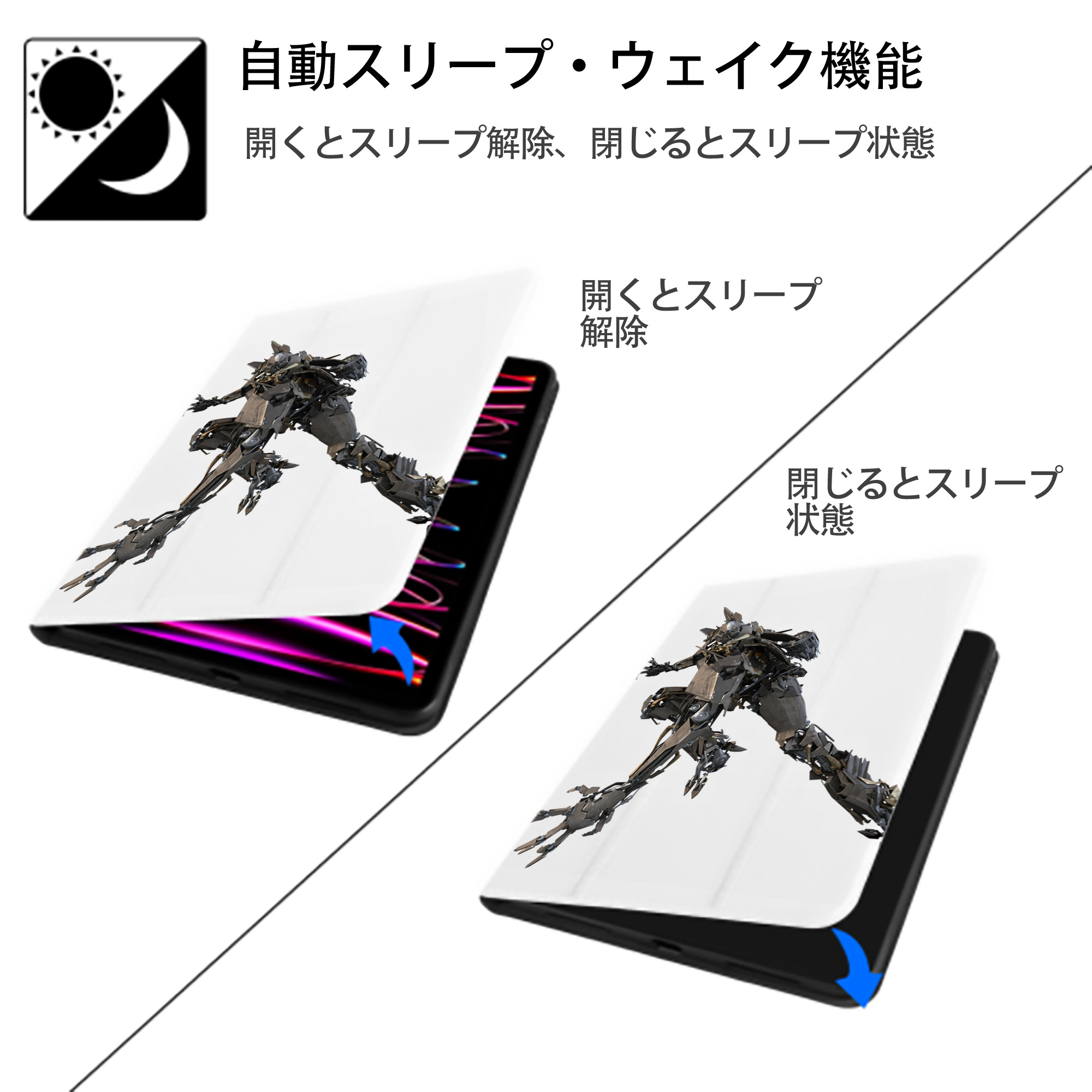 Transformers トランスフォーマー IPad ケース ペン収納付き 三つ折りスタンド PUレザー×シリコン 対応機種9.5/10.5/10.9インチ