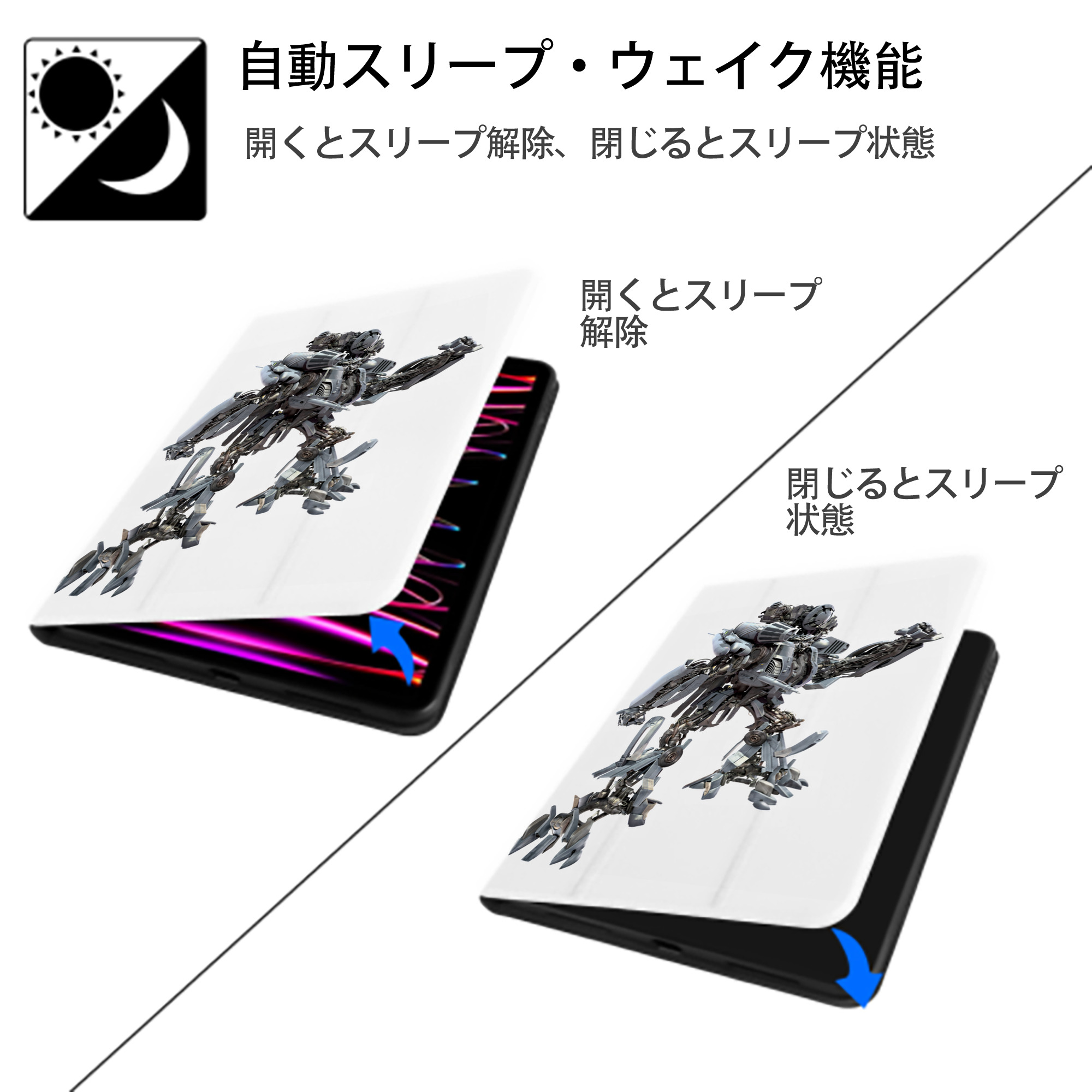 Transformers トランスフォーマー IPad ケース ペン収納付き 三つ折りスタンド PUレザー×シリコン 対応機種9.5/10.5/10.9インチ