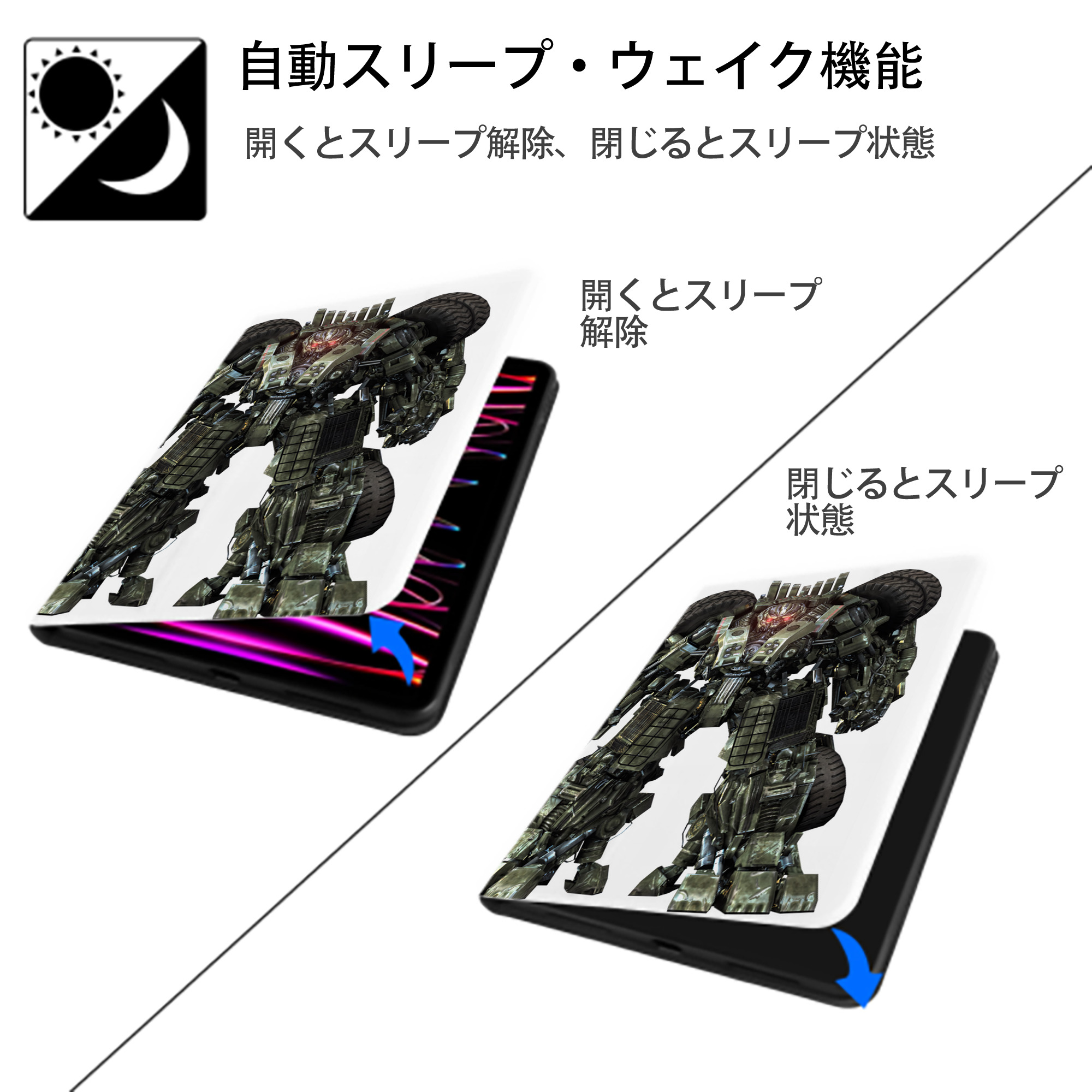Transformers トランスフォーマー IPad ケース ペン収納付き 三つ折りスタンド PUレザー×シリコン 対応機種9.5/10.5/10.9インチ