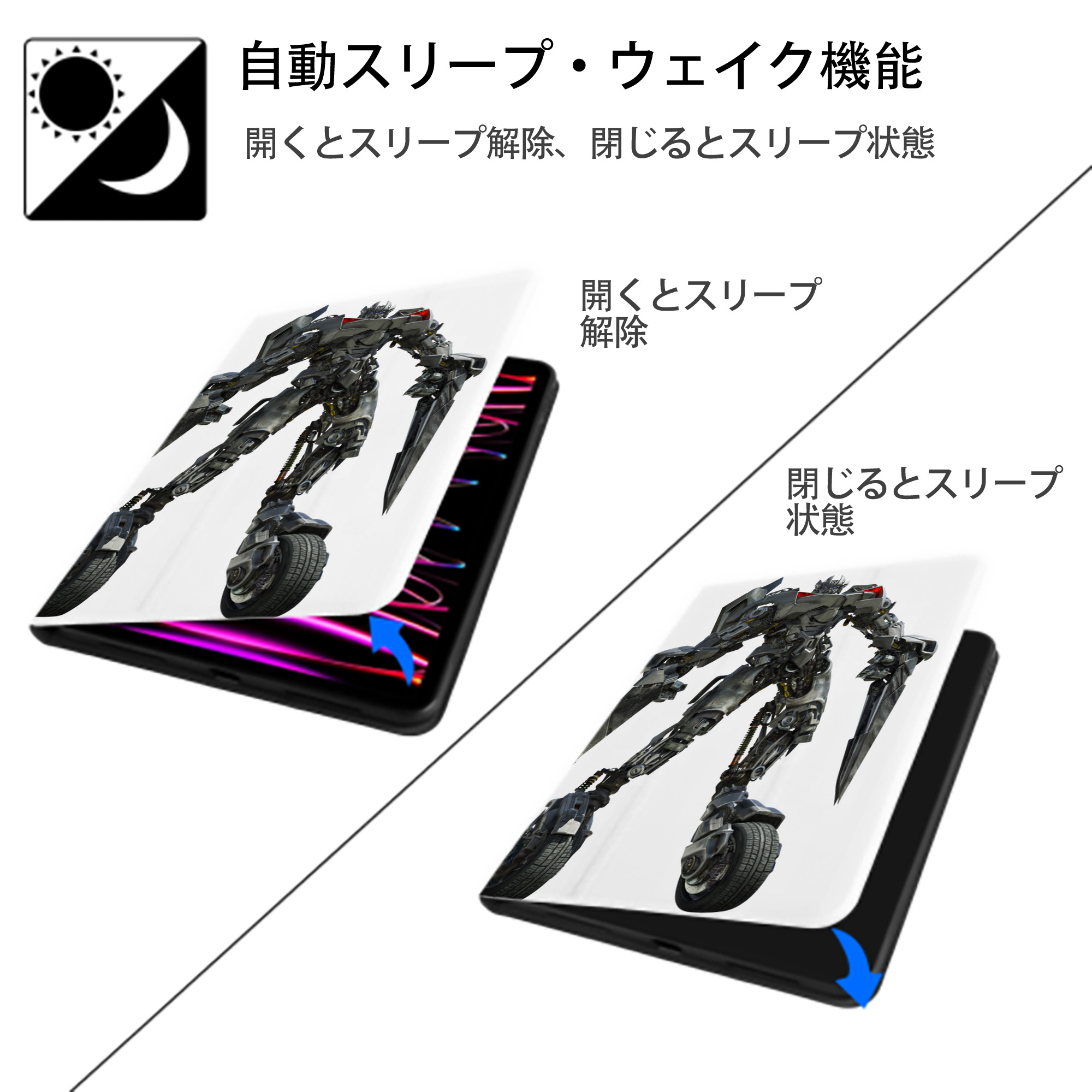 Transformers トランスフォーマー IPad ケース ペン収納付き 三つ折りスタンド PUレザー×シリコン 対応機種9.5/10.5/10.9インチ