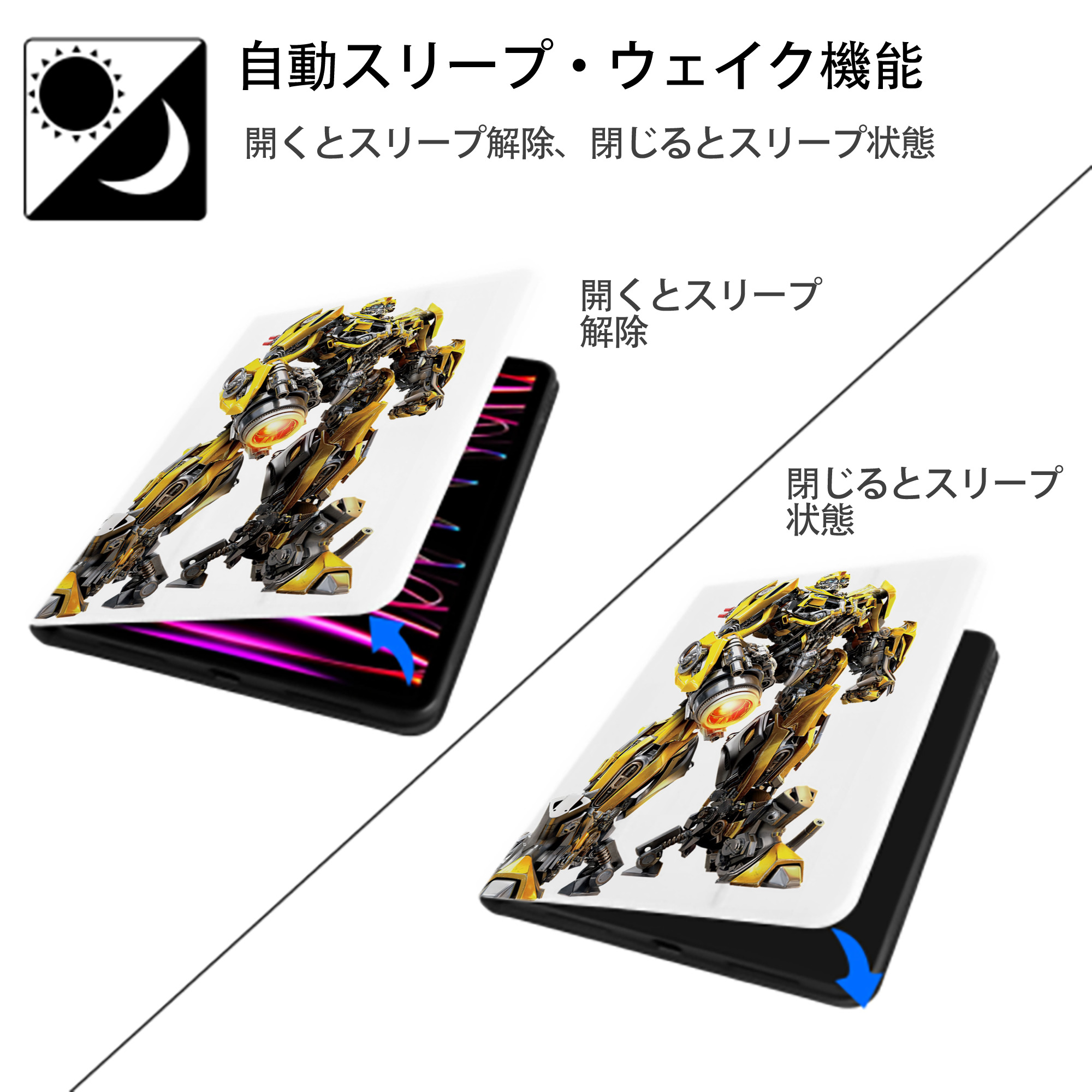 Transformers トランスフォーマー IPad ケース ペン収納付き 三つ折りスタンド PUレザー×シリコン 対応機種9.5/10.5/10.9インチ