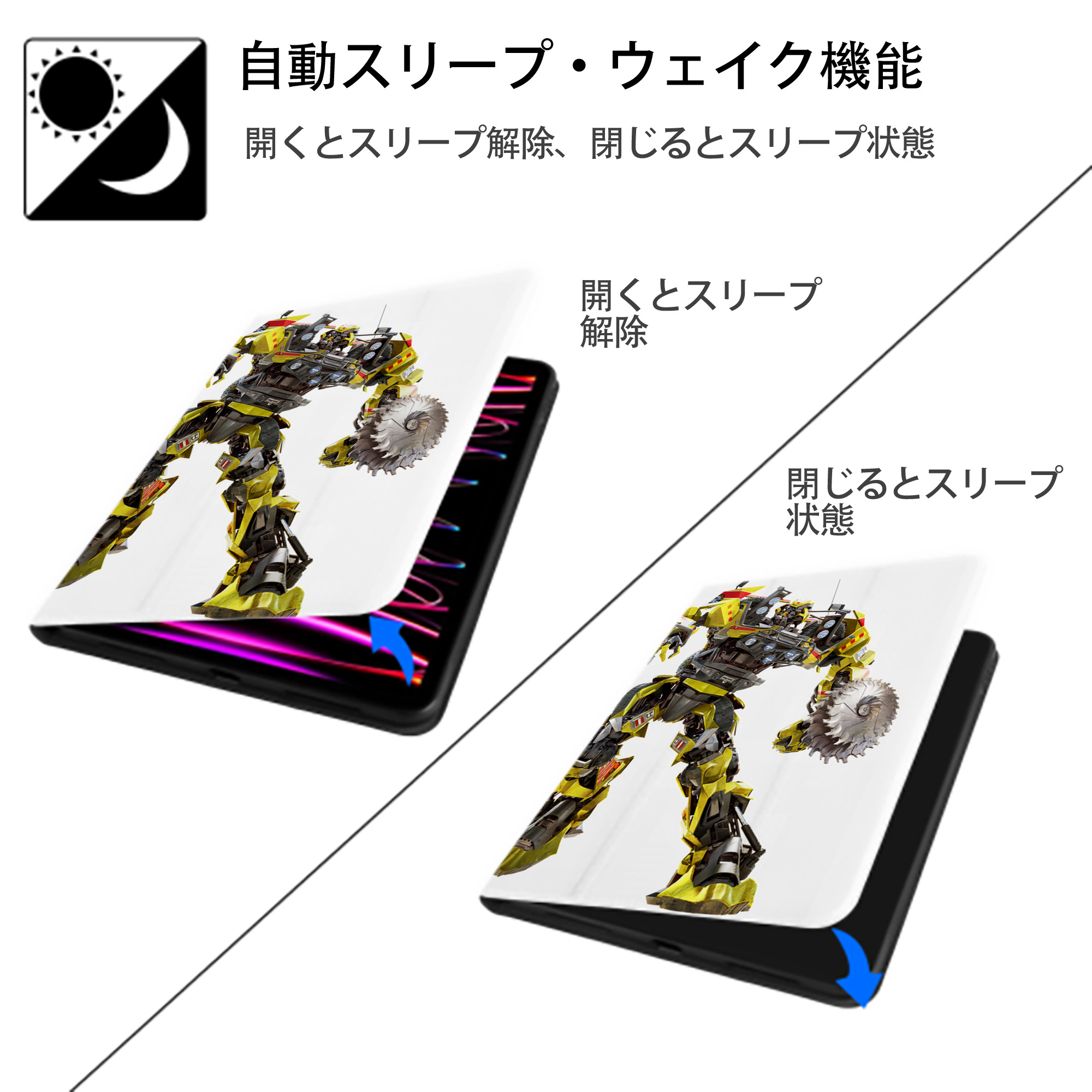 Transformers トランスフォーマー IPad ケース ペン収納付き 三つ折りスタンド PUレザー×シリコン 対応機種9.5/10.5/10.9インチ