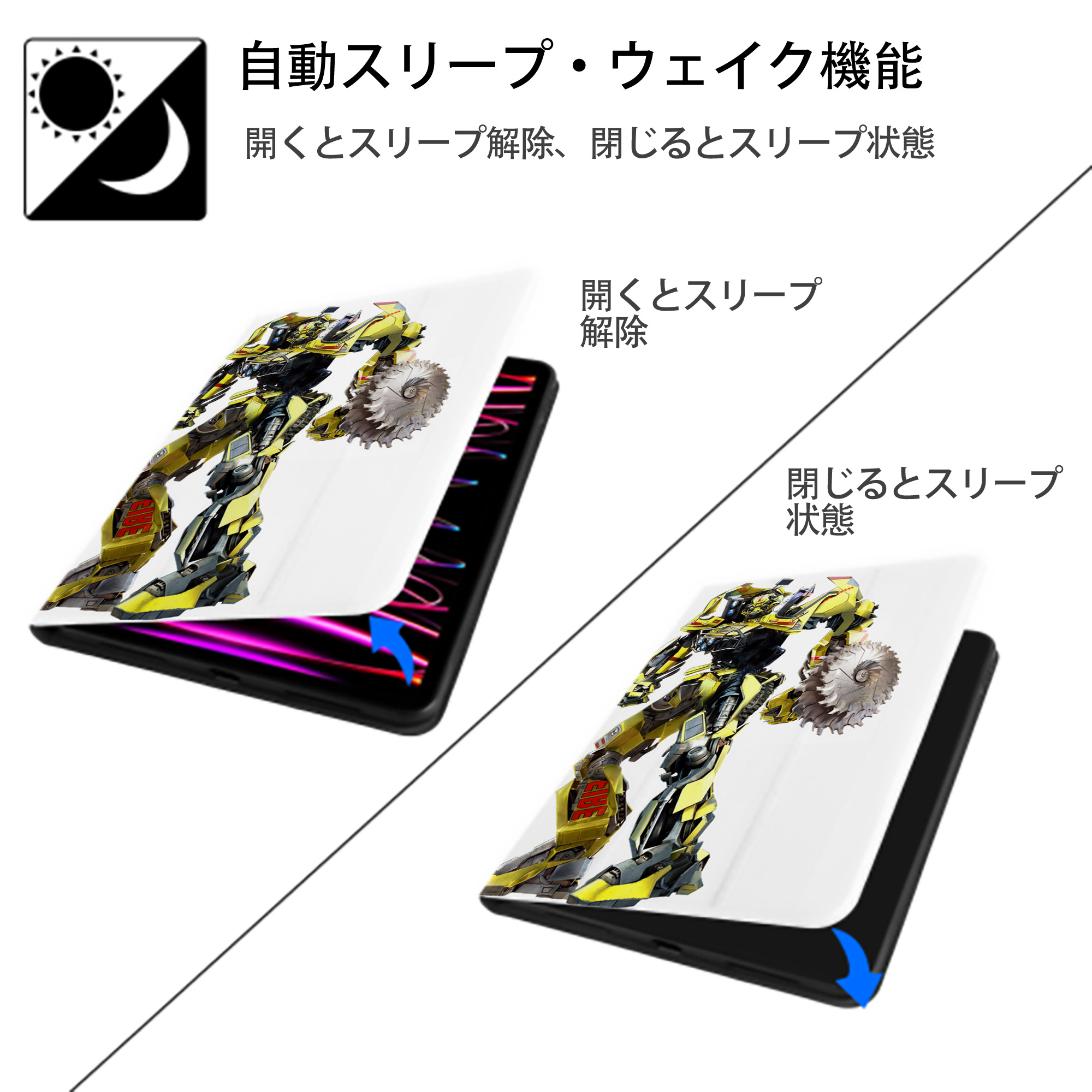 Transformers トランスフォーマー IPad ケース ペン収納付き 三つ折りスタンド PUレザー×シリコン 対応機種9.5/10.5/10.9インチ